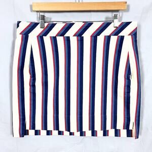 Brooks Brothers 346 Striped Mini Skirt Cotton Blend Cream Blue Red Women sz 12